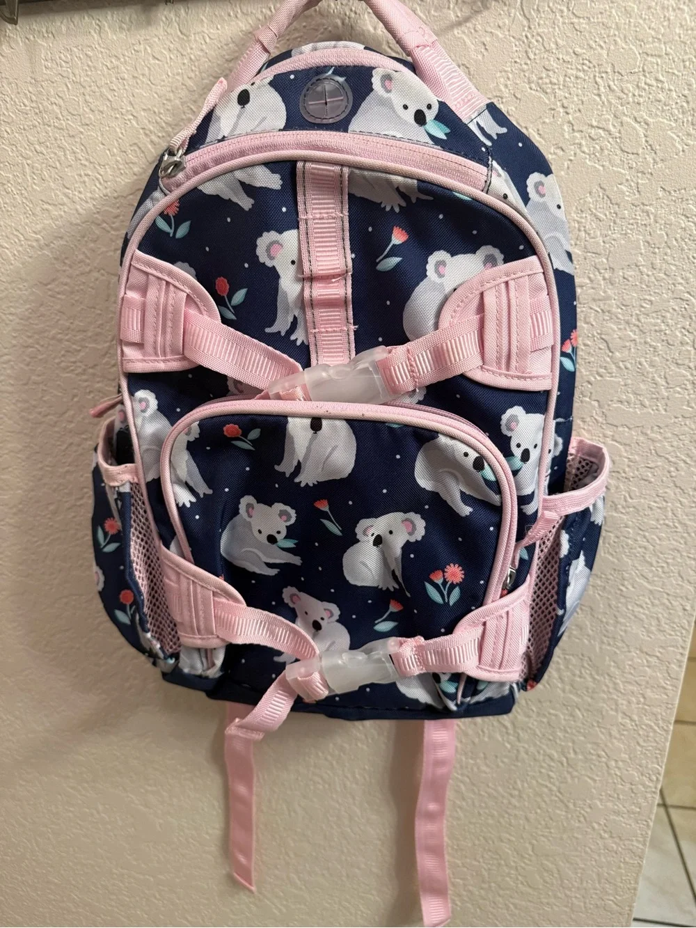 Pottery Barn Kids Mackenzie Pink Navy Koala Print Backpack Small